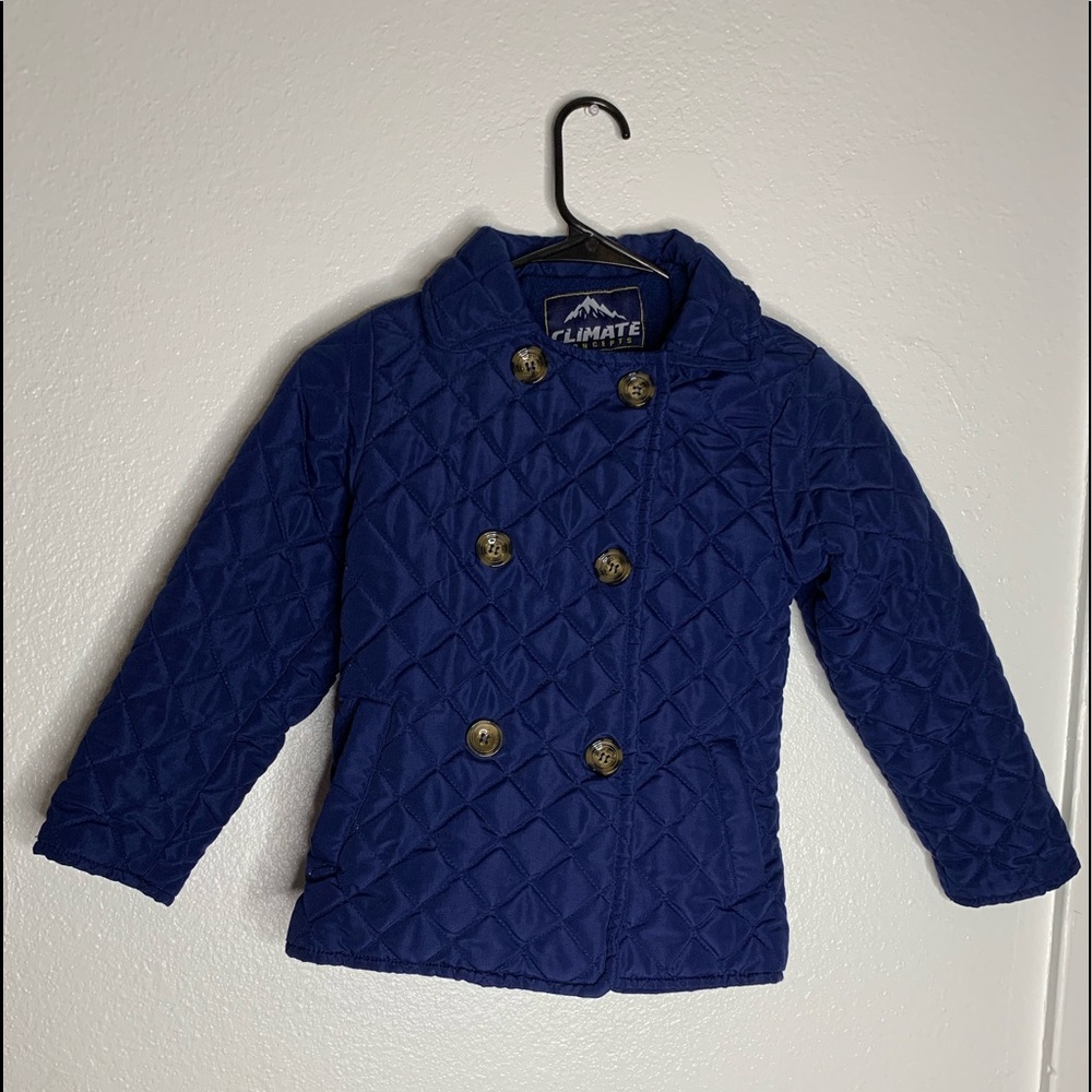 Girls Quilted Wool Pea Coat